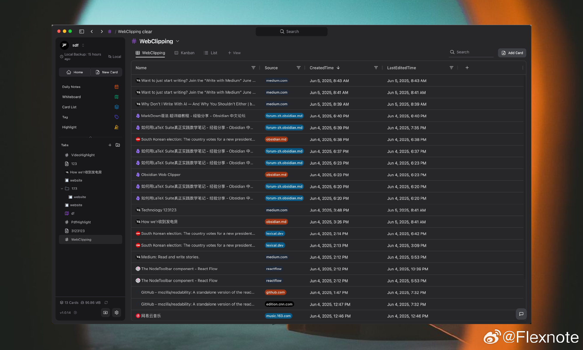 FlexNote tag database