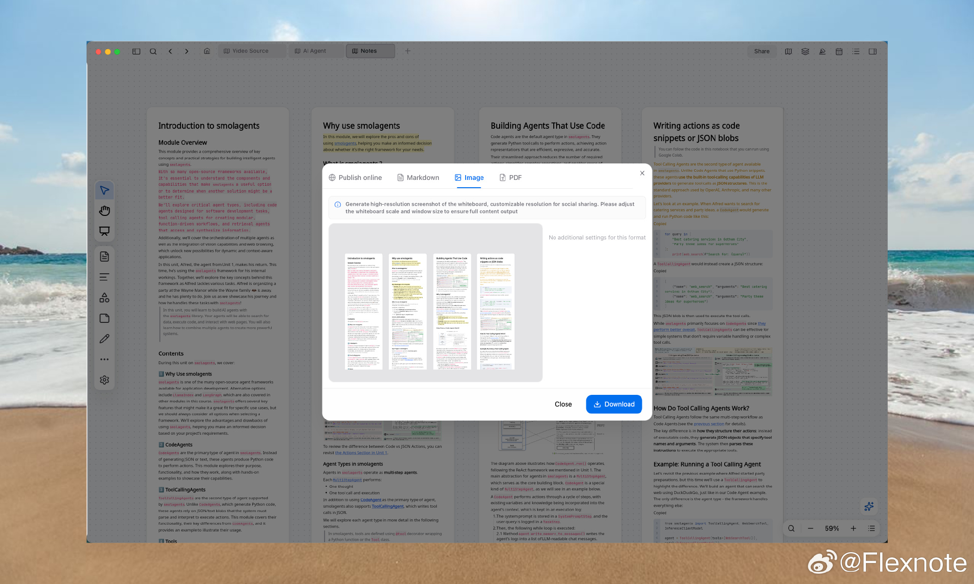 FlexNote whiteboard export
